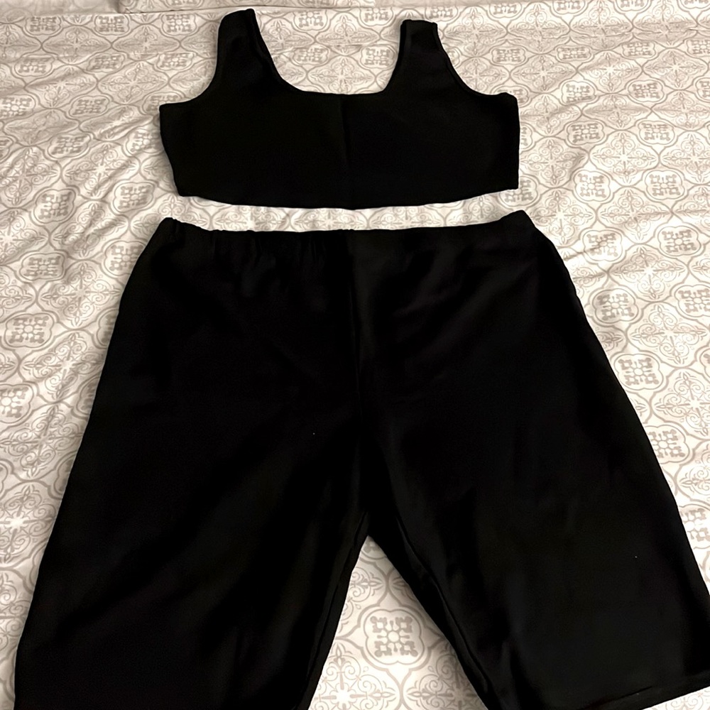 All black biker two piece set